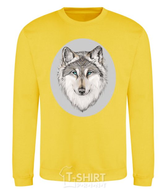 Sweatshirt The wolf in the oval yellow фото