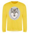 Sweatshirt The wolf in the oval yellow фото