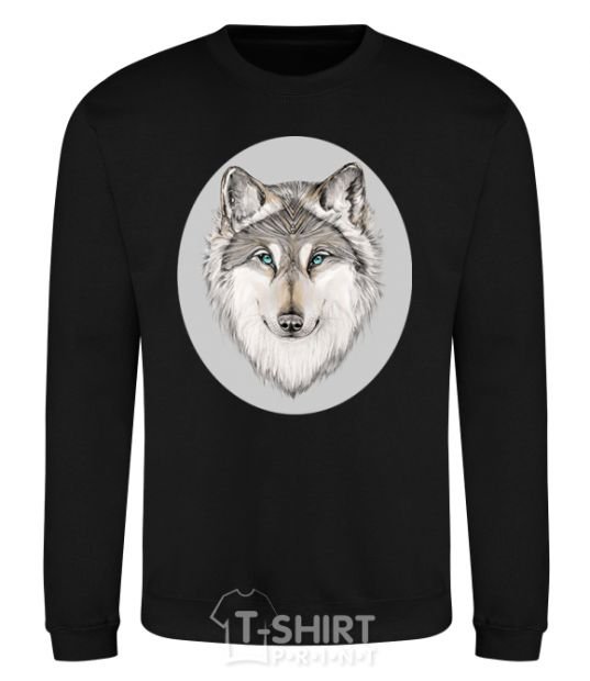 Sweatshirt The wolf in the oval black фото