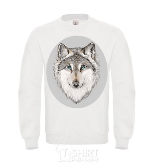 Sweatshirt The wolf in the oval White фото