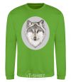 Sweatshirt The wolf in the oval orchid-green фото