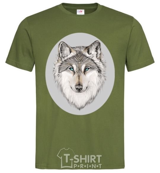 Men's T-Shirt The wolf in the oval millennial-khaki фото