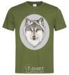 Men's T-Shirt The wolf in the oval millennial-khaki фото