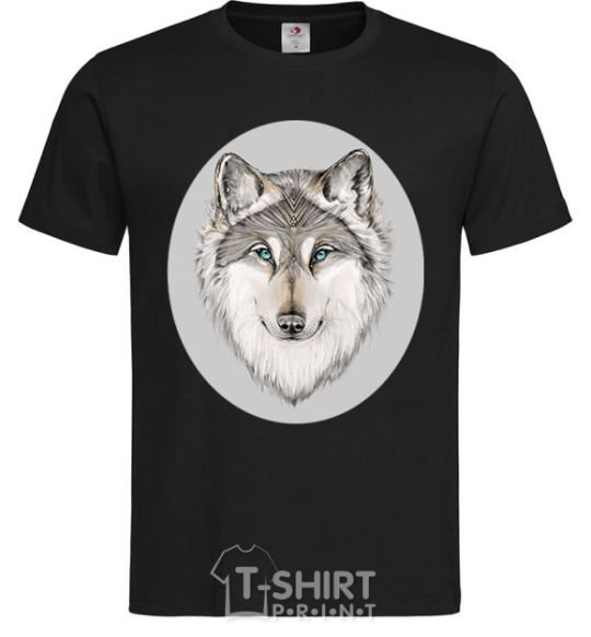 Men's T-Shirt The wolf in the oval black фото