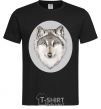 Men's T-Shirt The wolf in the oval black фото
