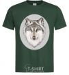 Men's T-Shirt The wolf in the oval bottle-green фото