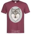 Men's T-Shirt The wolf in the oval burgundy фото