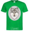 Men's T-Shirt The wolf in the oval kelly-green фото