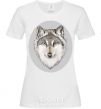 Women's T-shirt The wolf in the oval White фото