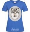 Women's T-shirt The wolf in the oval royal-blue фото