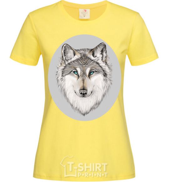 Women's T-shirt The wolf in the oval cornsilk фото