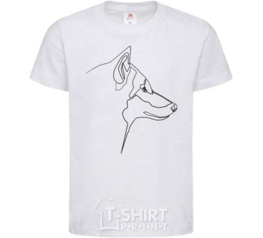 Kids T-shirt Wolf line drawing White фото