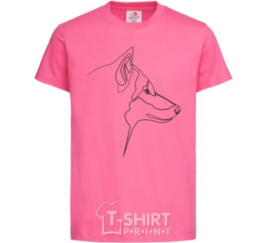 Детская футболка Wolf line drawing Ярко-розовый фото