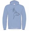 Men`s hoodie Wolf line drawing sky-blue фото