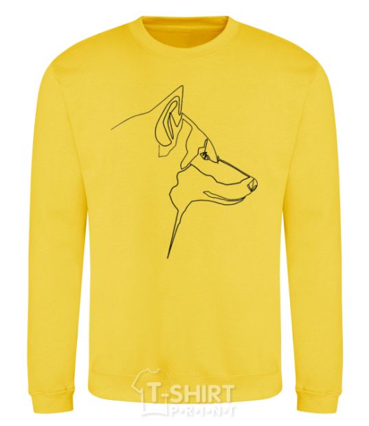 Sweatshirt Wolf line drawing yellow фото