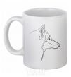 Ceramic mug Wolf line drawing White фото