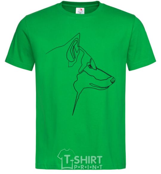 Мужская футболка Wolf line drawing Зеленый фото