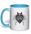 Mug with a colored handle Indiana wolf sky-blue фото