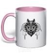 Mug with a colored handle Indiana wolf light-pink фото