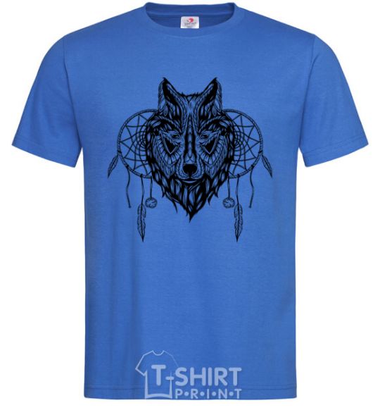 Мужская футболка Индианский волк Ярко-синий фото