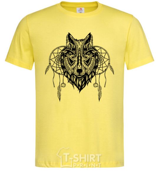 Мужская футболка Индианский волк Лимонный фото