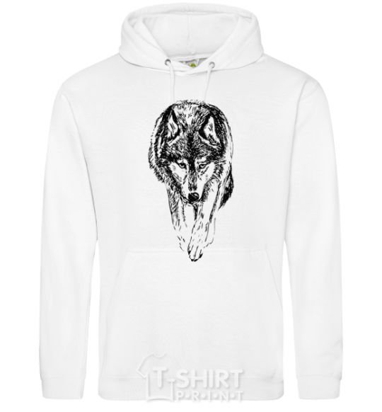 Men`s hoodie Walking wolf White фото