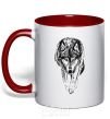 Mug with a colored handle Walking wolf red фото