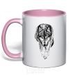 Mug with a colored handle Walking wolf light-pink фото