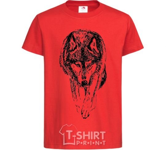 Kids T-shirt Walking wolf red фото