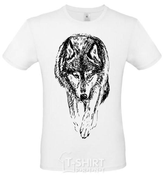 Men's T-Shirt Walking wolf White фото