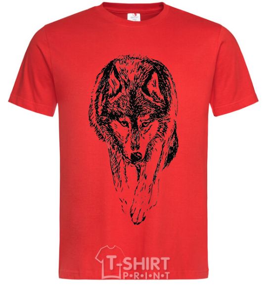 Men's T-Shirt Walking wolf red фото