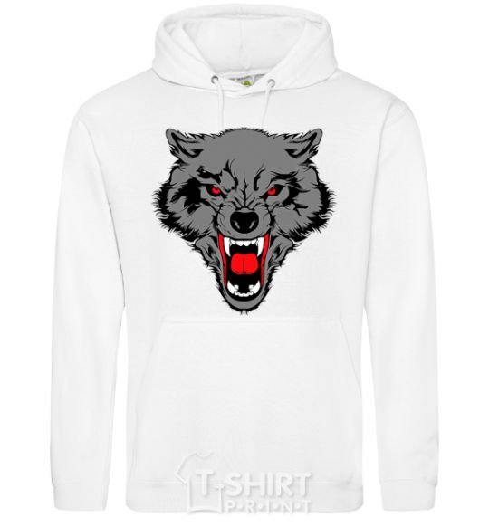 Men`s hoodie Grey wolf White фото