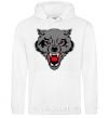 Men`s hoodie Grey wolf White фото