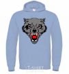 Men`s hoodie Grey wolf sky-blue фото
