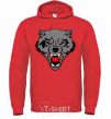 Men`s hoodie Grey wolf bright-red фото