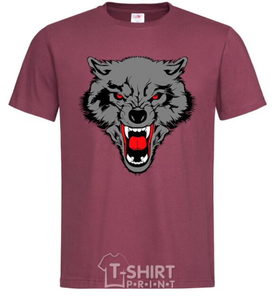 Men's T-Shirt Grey wolf burgundy фото