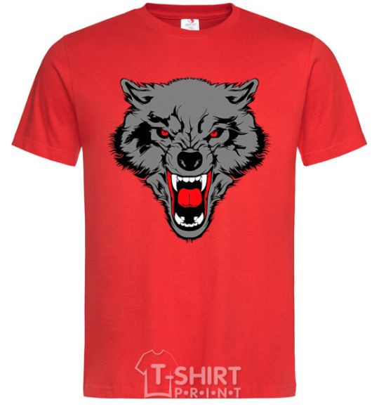 Men's T-Shirt Grey wolf red фото