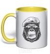 Mug with a colored handle Gorilla sunglasses yellow фото