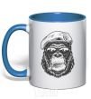Mug with a colored handle Gorilla sunglasses royal-blue фото