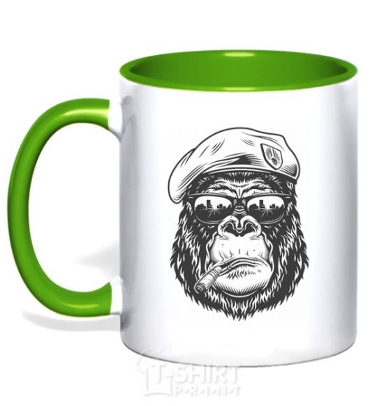 Mug with a colored handle Gorilla sunglasses kelly-green фото