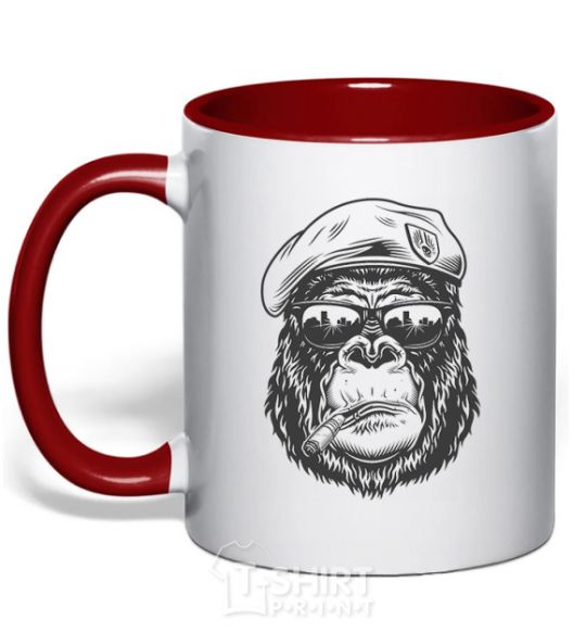 Mug with a colored handle Gorilla sunglasses red фото