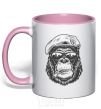 Mug with a colored handle Gorilla sunglasses light-pink фото