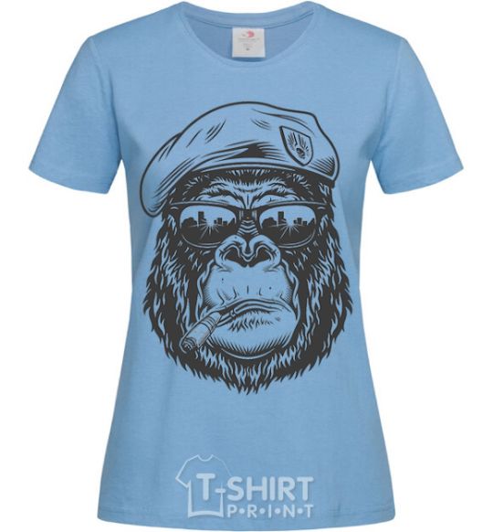 Women's T-shirt Gorilla sunglasses sky-blue фото