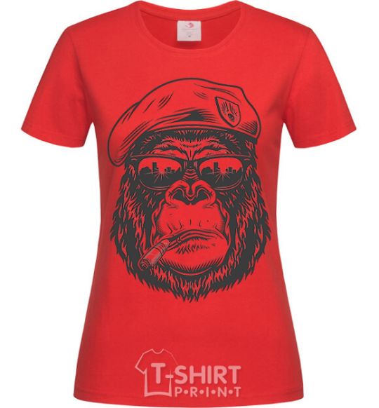 Women's T-shirt Gorilla sunglasses red фото