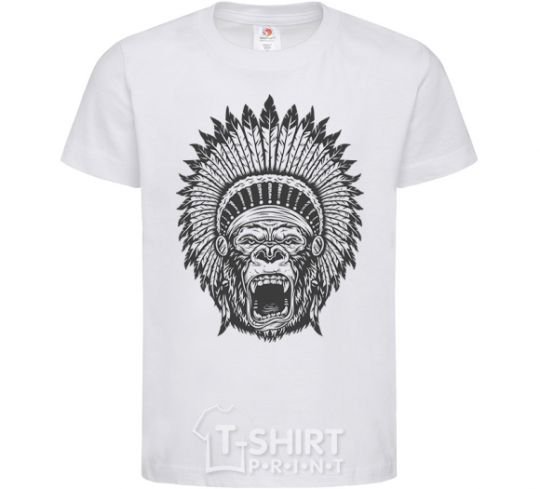 Kids T-shirt Gorilla Indian White фото