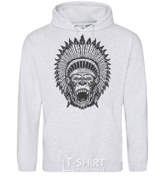 Men`s hoodie Gorilla Indian sport-grey фото