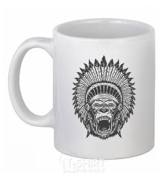 Ceramic mug Gorilla Indian White фото