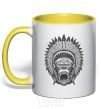 Mug with a colored handle Gorilla Indian yellow фото