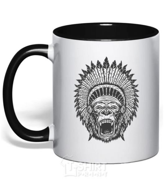 Mug with a colored handle Gorilla Indian black фото