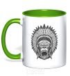 Mug with a colored handle Gorilla Indian kelly-green фото